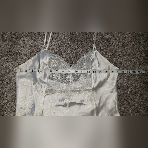 Victoria's Secret| Vintage White Lace Silky Slip Dress with Side Slit - Picture 3 of 5